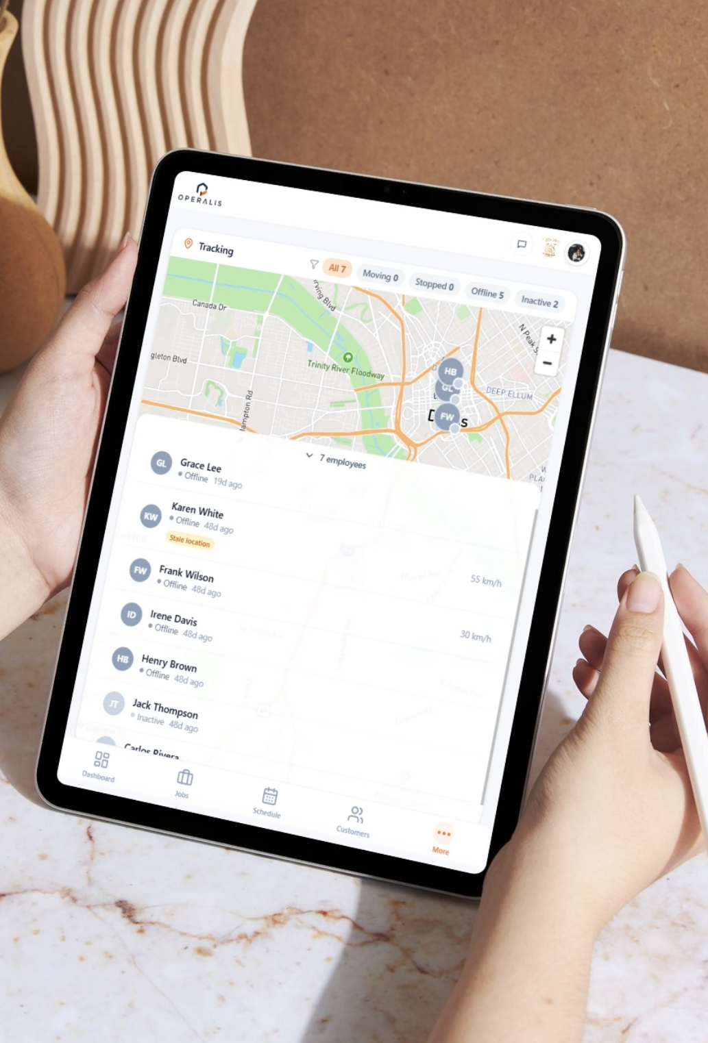 Live GPS tracking of field teams